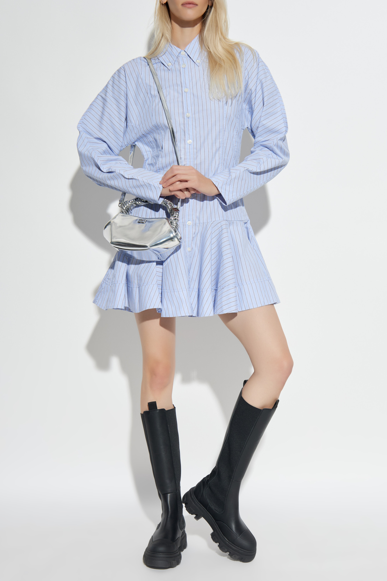 新品★GANNI コーラルストライプコットンセーター★ファッション★人気 GANNI ガニー 長袖 シャツ Stripe Cotton Shirt F9022 6475